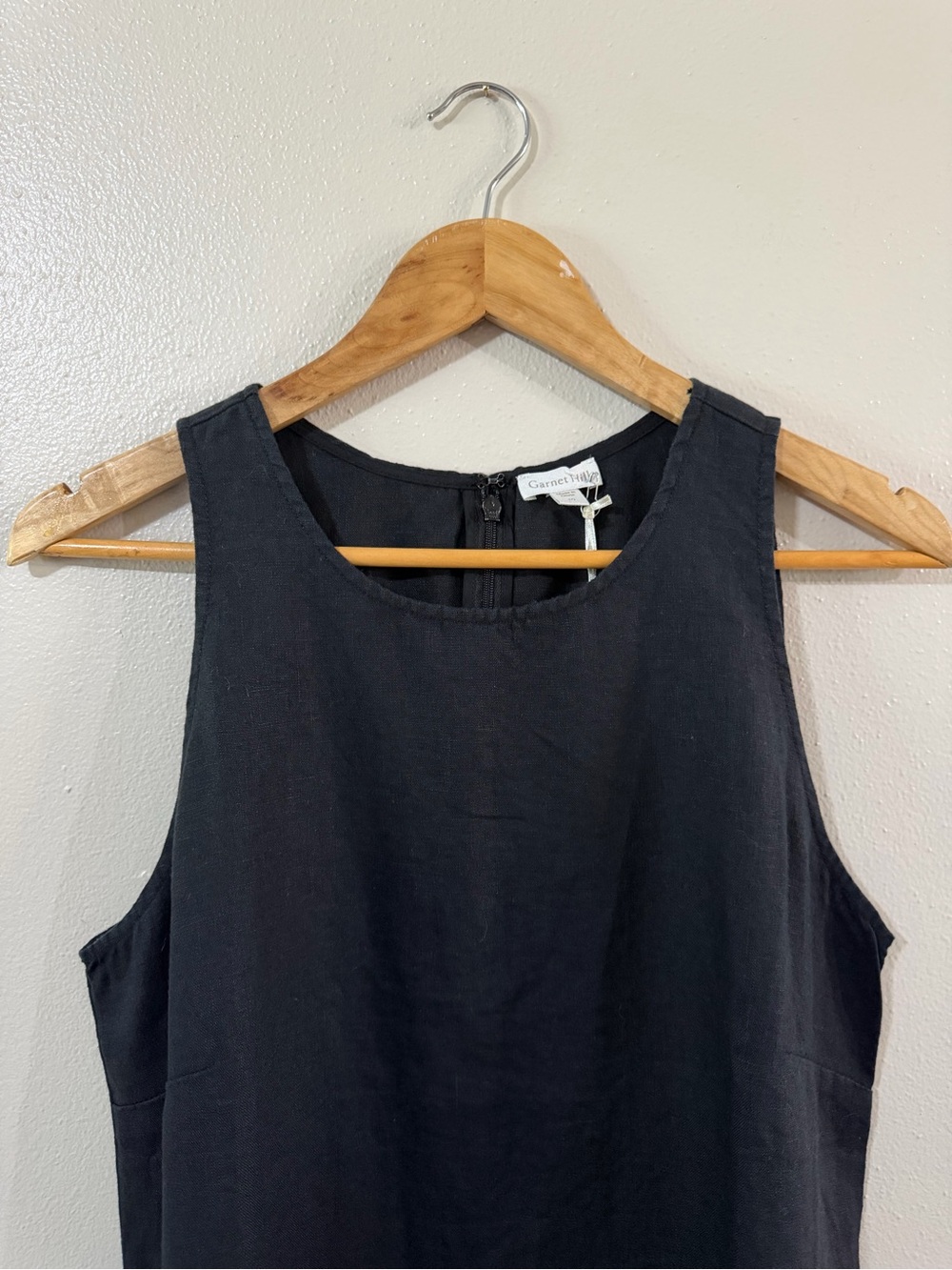 Garnet Hill | NWT Linen Black Fringeβ Hem Dress, size 10 - Picture 3 of 12